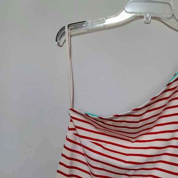 Maeve Marketa NWT Anthropologie one shoulder red striped dress sz M - Picture 12 of 13